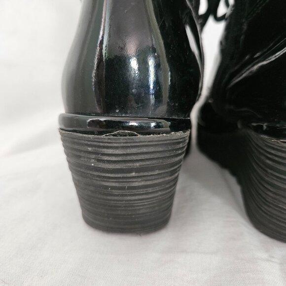 Fly London Patent Leather Lace-Up Wedge Ankle Boots - Black - 8.5 - Picture 7 of 14